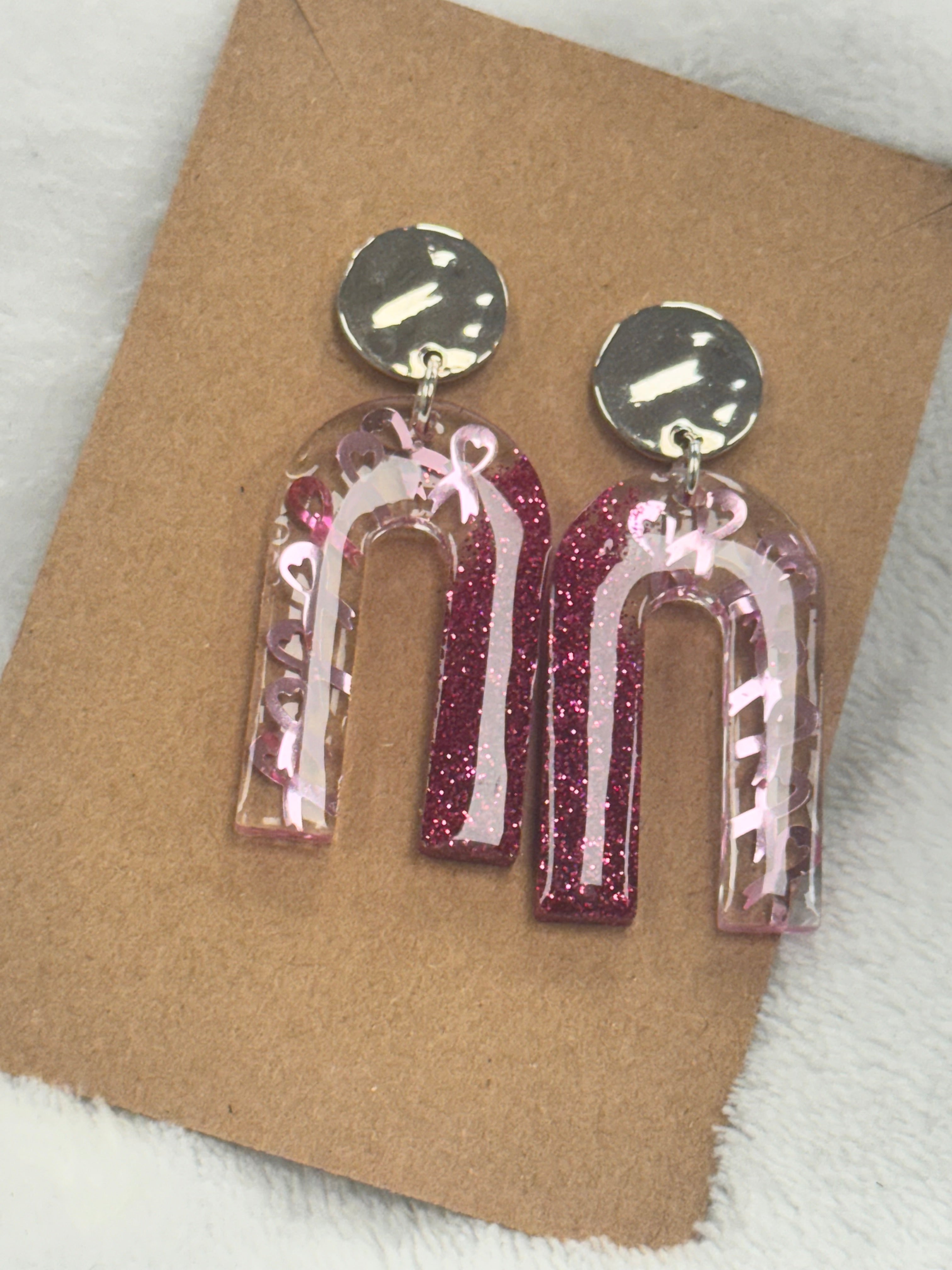 Pink and Silver with Breast Cancer Ribbons Resin