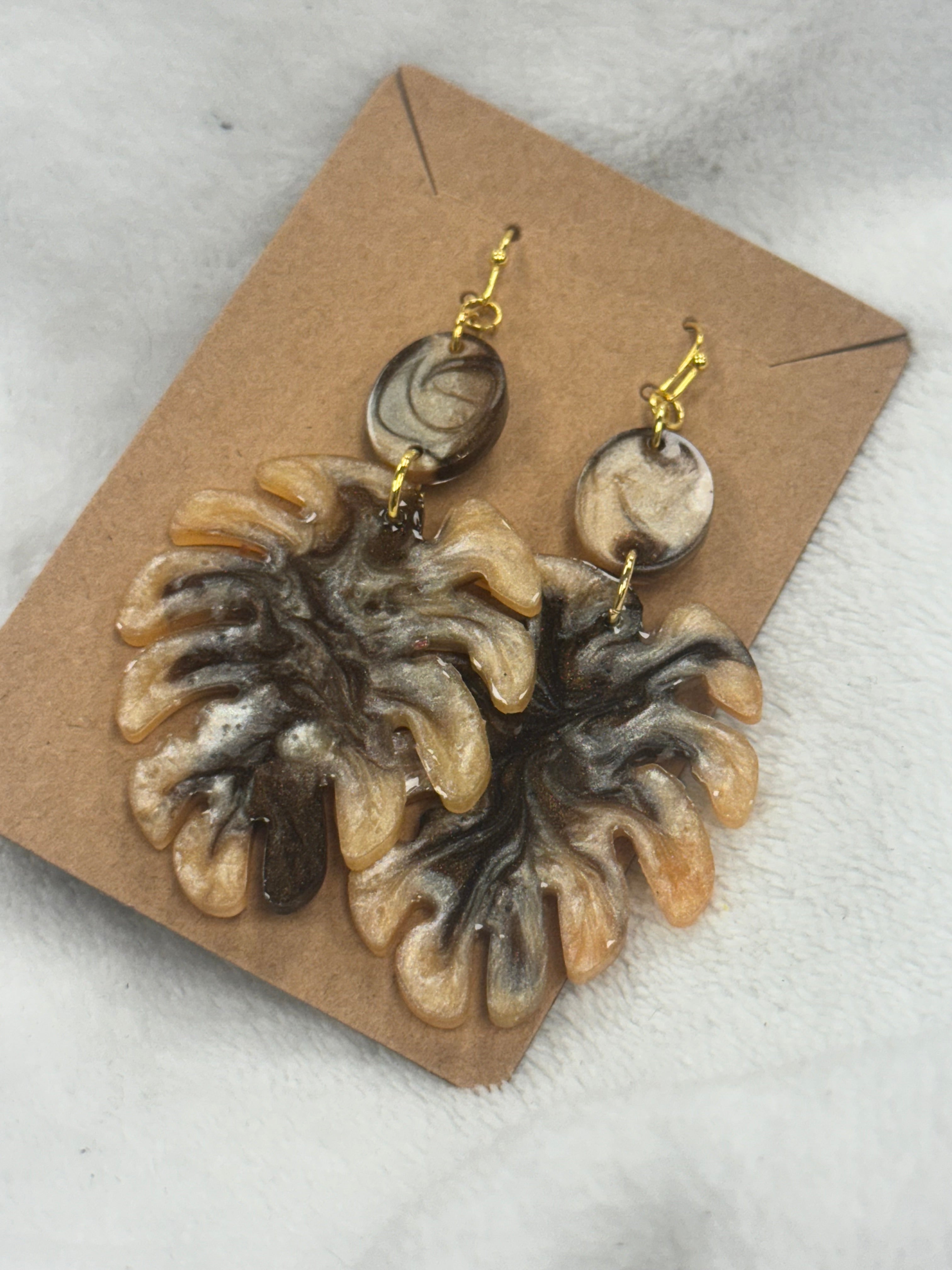 Brown and gold resin leaf