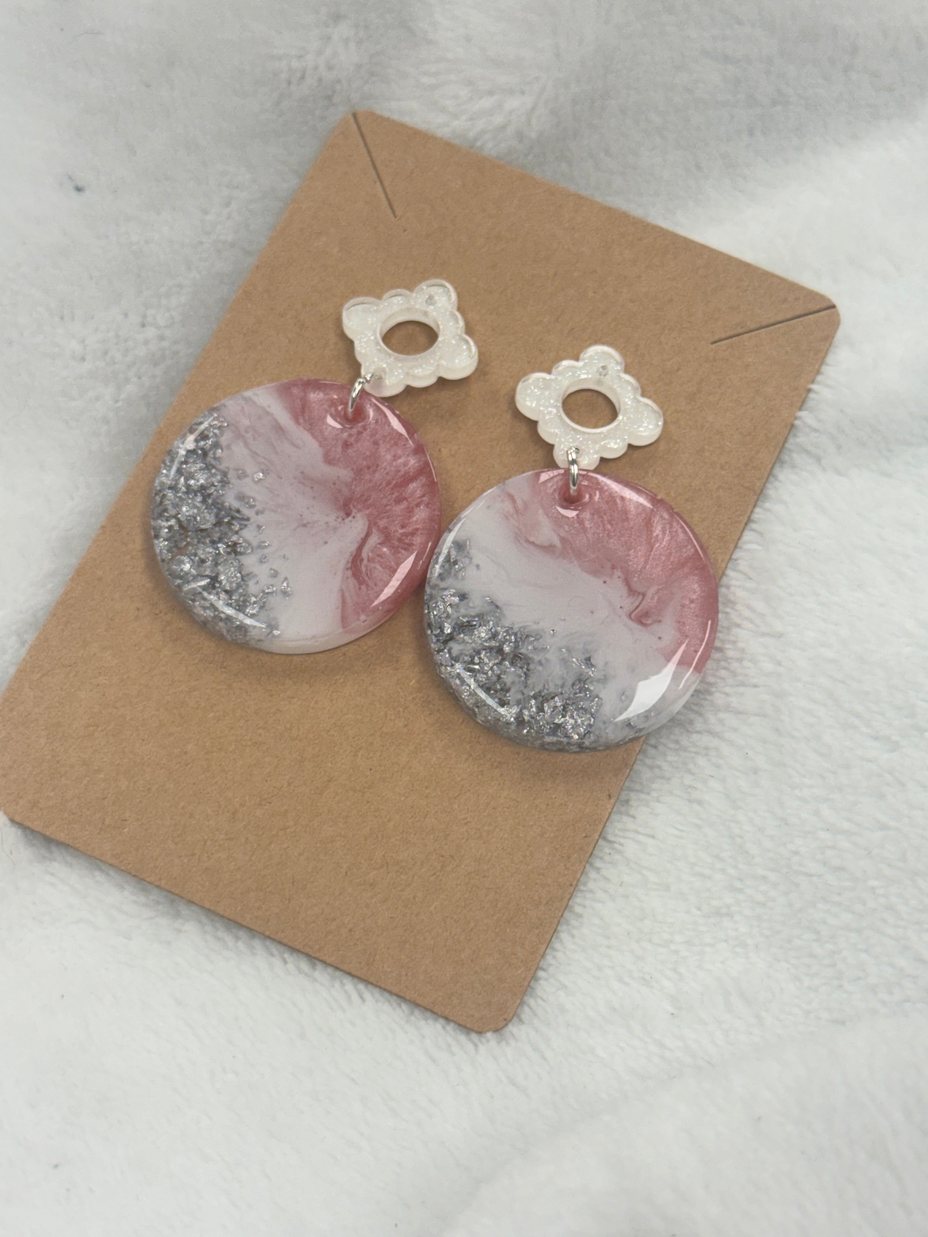 Pink and Silver Round Resin