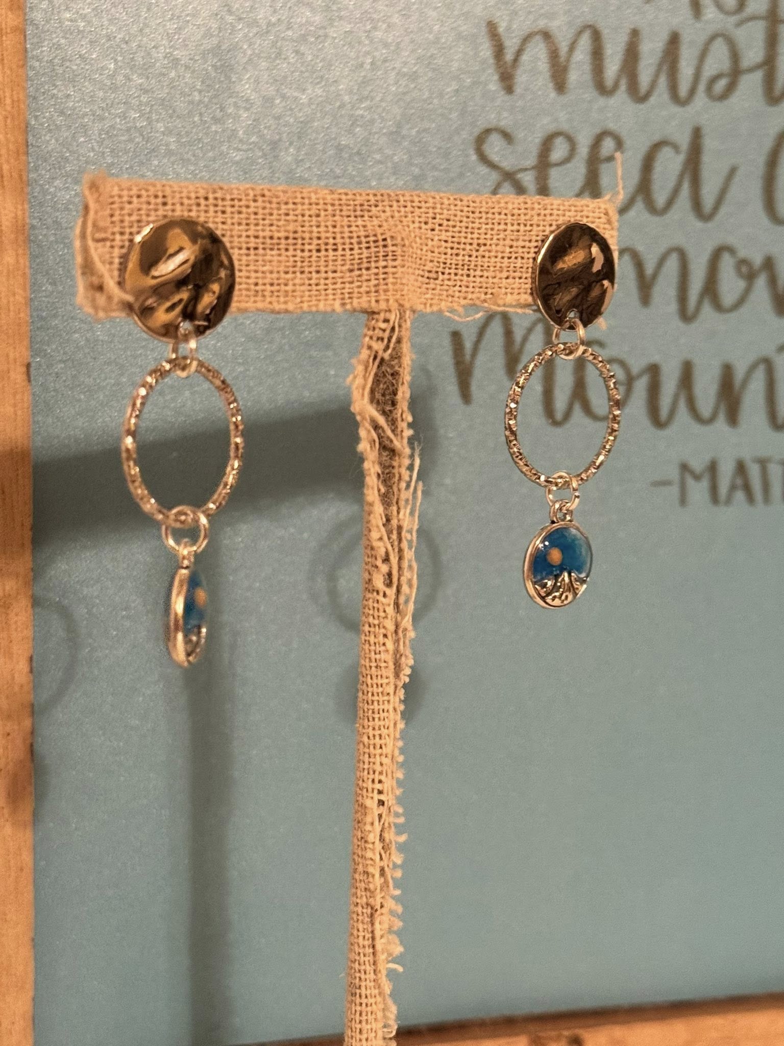 Faith of Mustard Seed Silver Disk with Circle Dangles